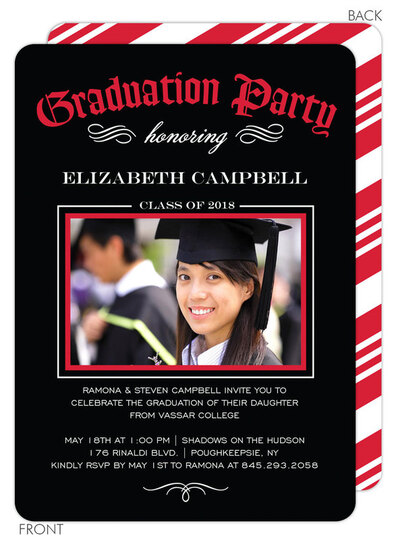 Red Chalkboard Graduation Diploma Photo Invitations